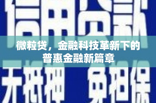 桐城微粒贷，金融科技革新下的普惠金融新篇章