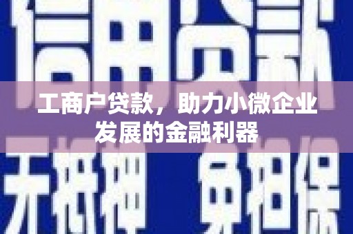桐城工商户贷款，助力小微企业发展的金融利器