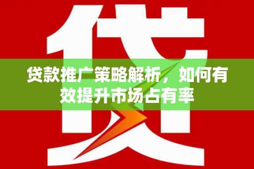 桐城贷款推广策略解析，如何有效提升市场占有率