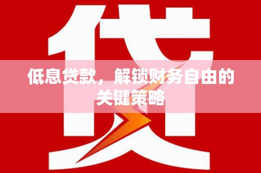 桐城低息贷款，解锁财务自由的关键策略