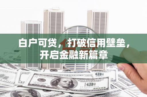桐城白户可贷，打破信用壁垒，开启金融新篇章