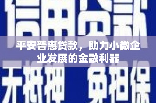 桐城平安普惠贷款，助力小微企业发展的金融利器