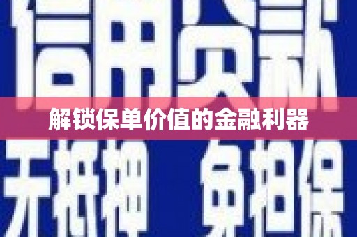 桐城解锁保单价值的金融利器
