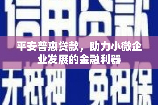 桐城平安普惠贷款，助力小微企业发展的金融利器