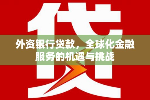 桐城外资银行贷款，全球化金融服务的机遇与挑战