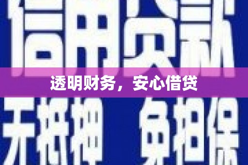 桐城透明财务，安心借贷